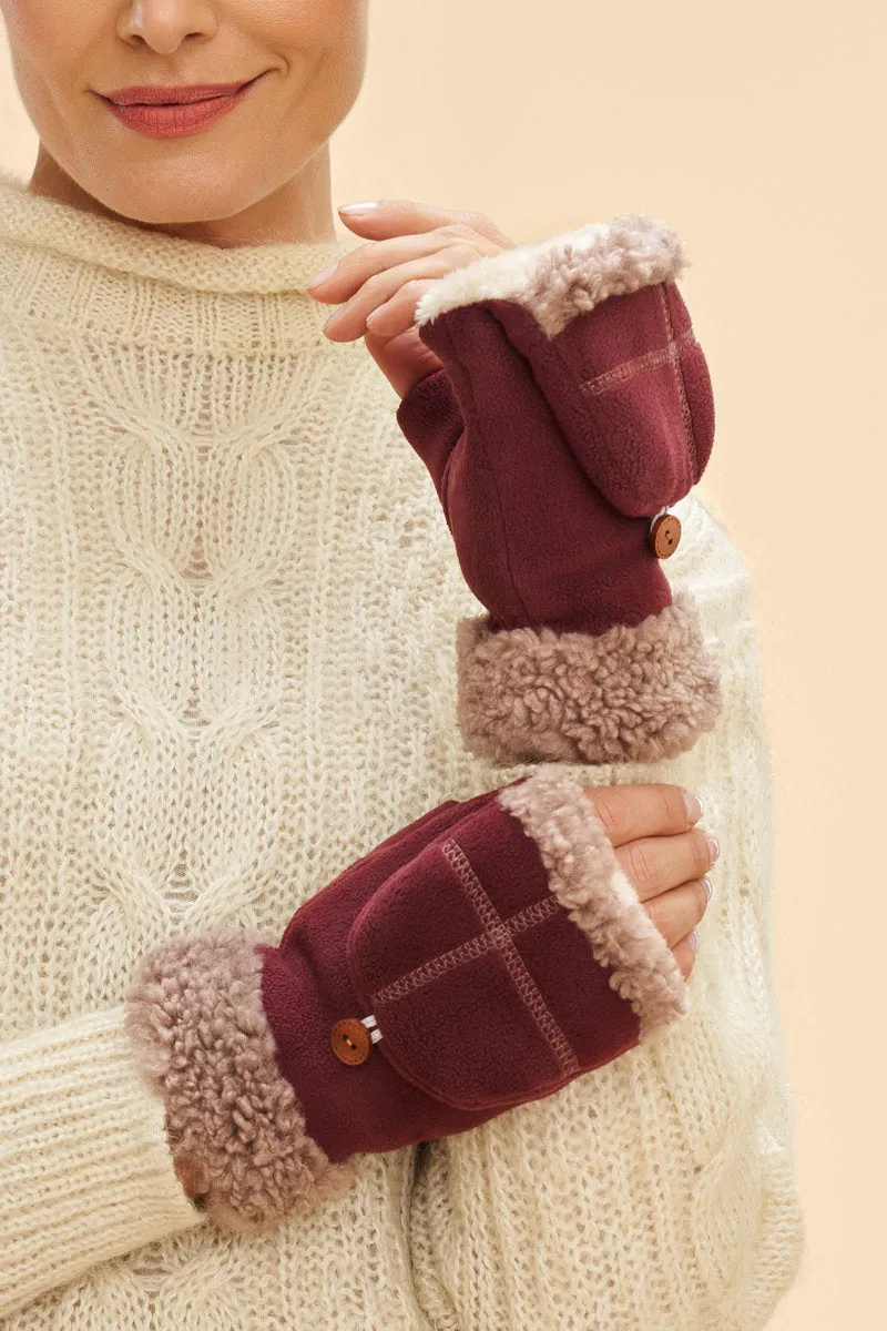 Powder Mittens - Anna in Burgundy 14431