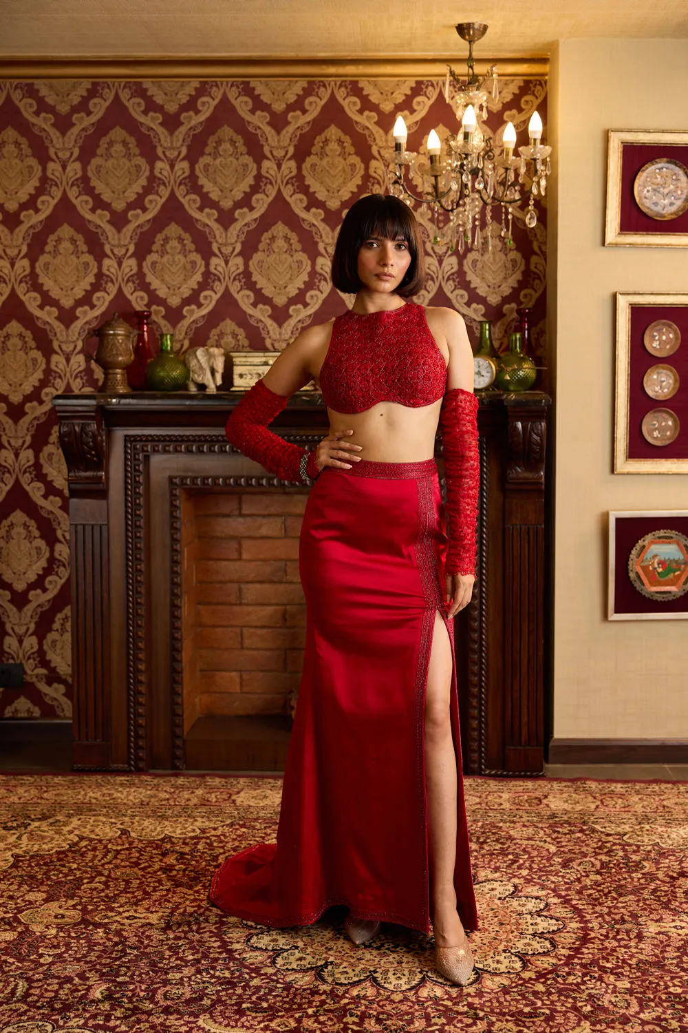 Regal Red Two-Piece Gown