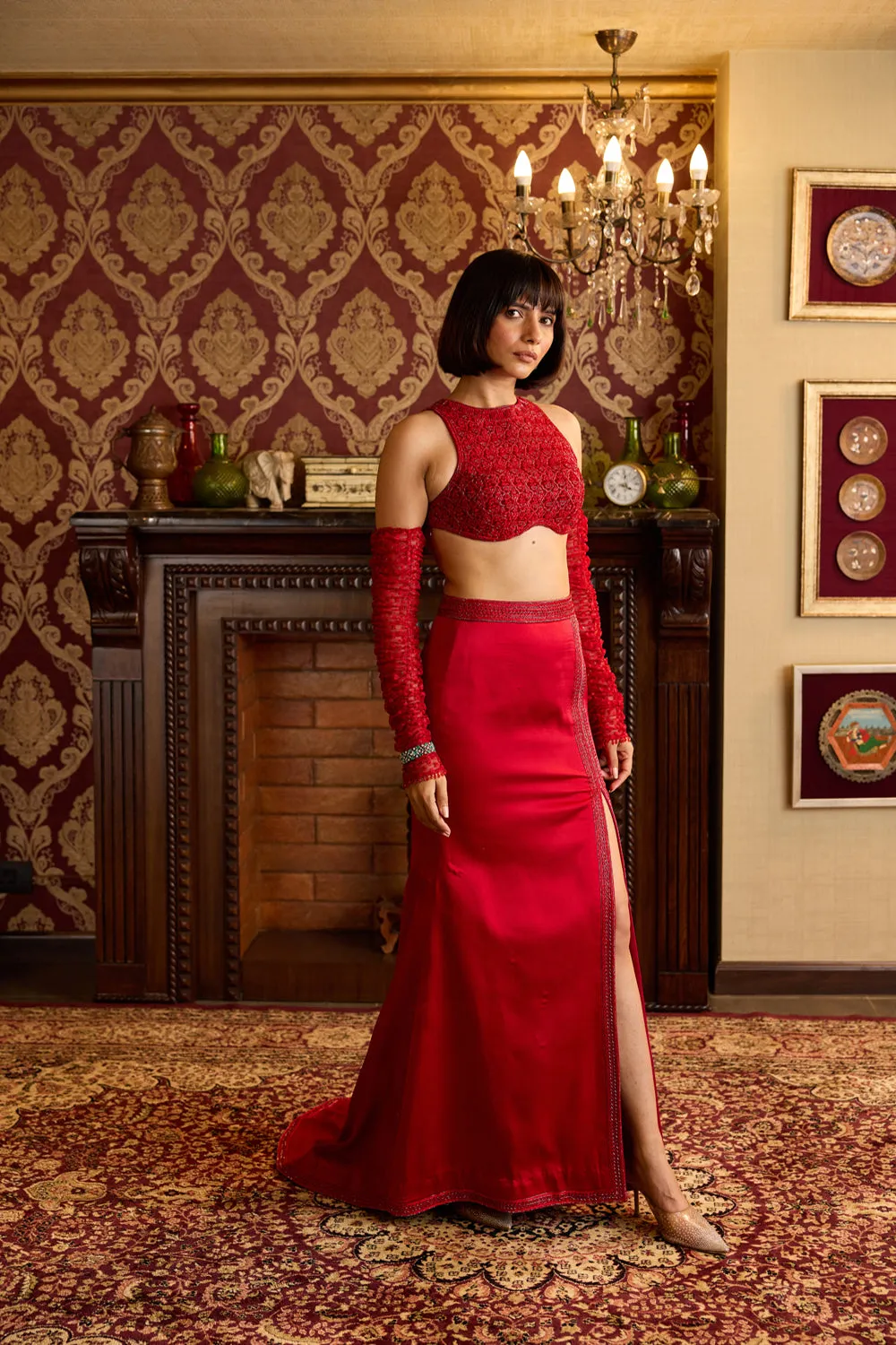 Regal Red Two-Piece Gown