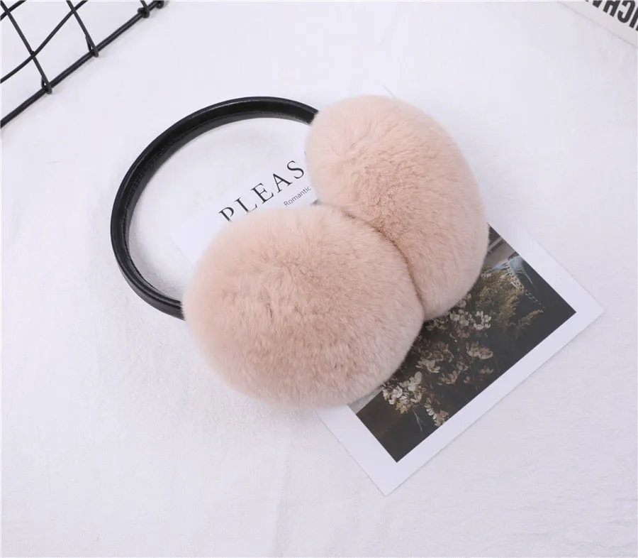 Rex Rabbit Fur Hang Ear Cover Warm Winter Earmuffs Headwear Ear Muffs Fur Earmuffs Cold Ear Warmer Fold Ear Protection Headband