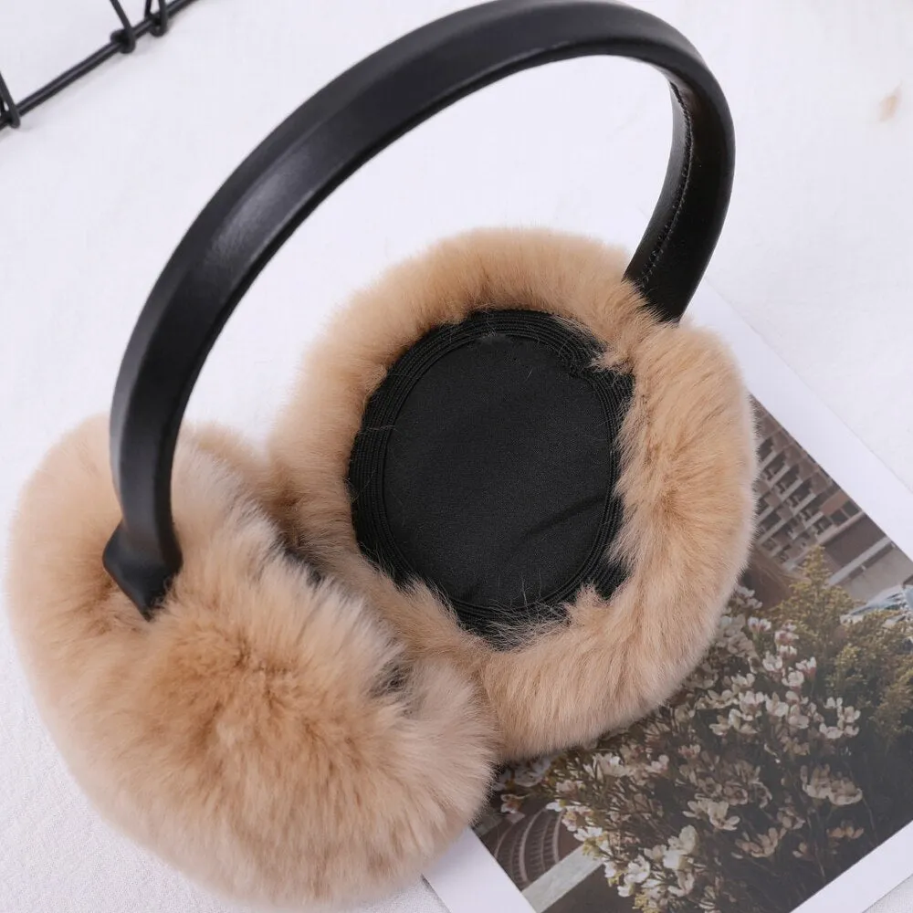 Rex Rabbit Fur Hang Ear Cover Warm Winter Earmuffs Headwear Ear Muffs Fur Earmuffs Cold Ear Warmer Fold Ear Protection Headband