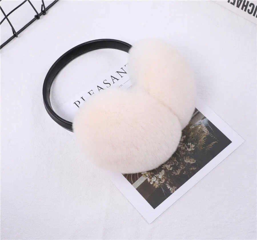 Rex Rabbit Fur Hang Ear Cover Warm Winter Earmuffs Headwear Ear Muffs Fur Earmuffs Cold Ear Warmer Fold Ear Protection Headband