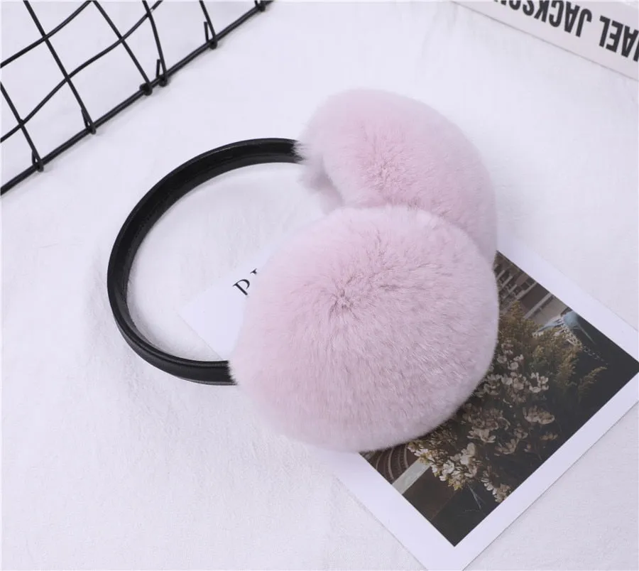 Rex Rabbit Fur Hang Ear Cover Warm Winter Earmuffs Headwear Ear Muffs Fur Earmuffs Cold Ear Warmer Fold Ear Protection Headband