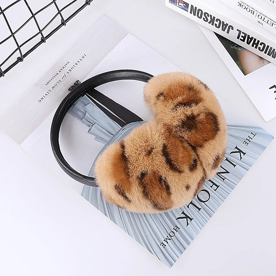 Rex Rabbit Fur Hang Ear Cover Warm Winter Earmuffs Headwear Ear Muffs Fur Earmuffs Cold Ear Warmer Fold Ear Protection Headband