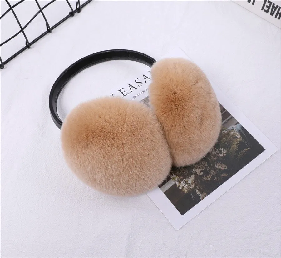 Rex Rabbit Fur Hang Ear Cover Warm Winter Earmuffs Headwear Ear Muffs Fur Earmuffs Cold Ear Warmer Fold Ear Protection Headband