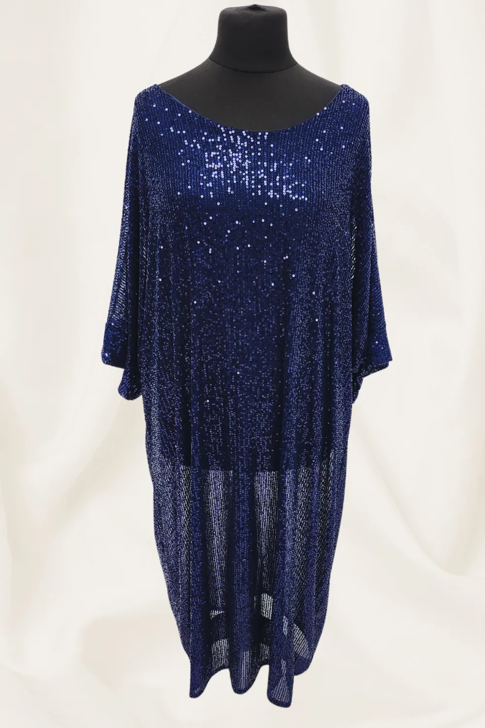 Round Neck Half Sleeve All Over Sequin Party Dress