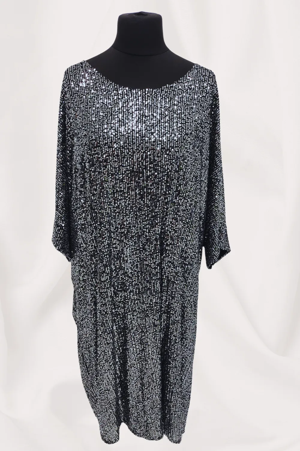 Round Neck Half Sleeve All Over Sequin Party Dress