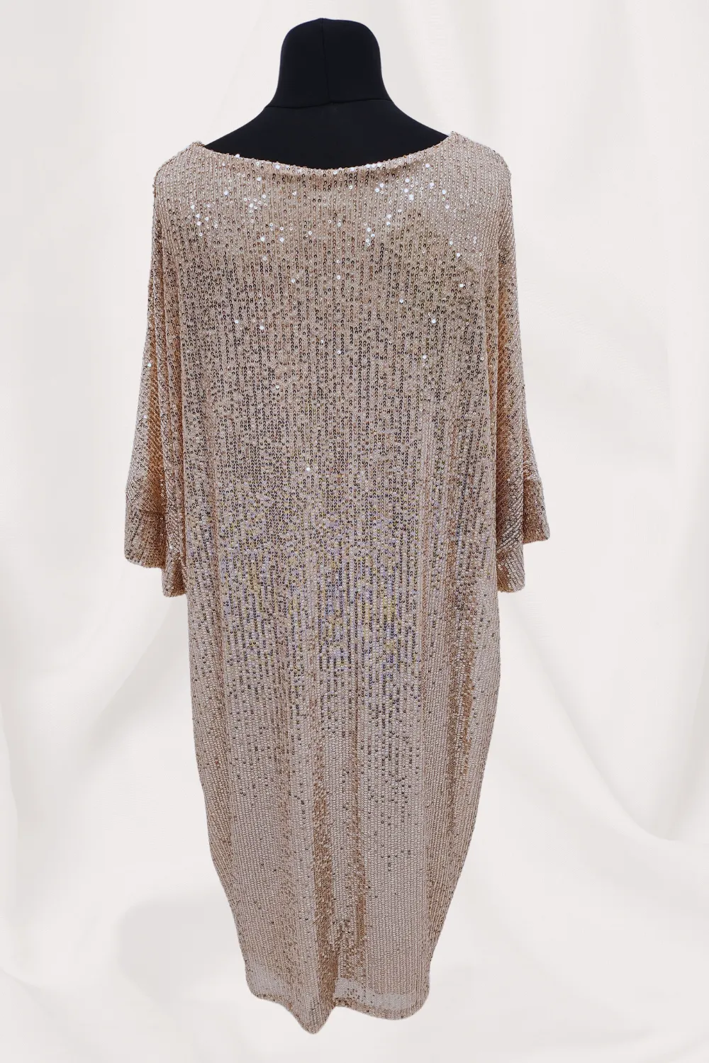 Round Neck Half Sleeve All Over Sequin Party Dress