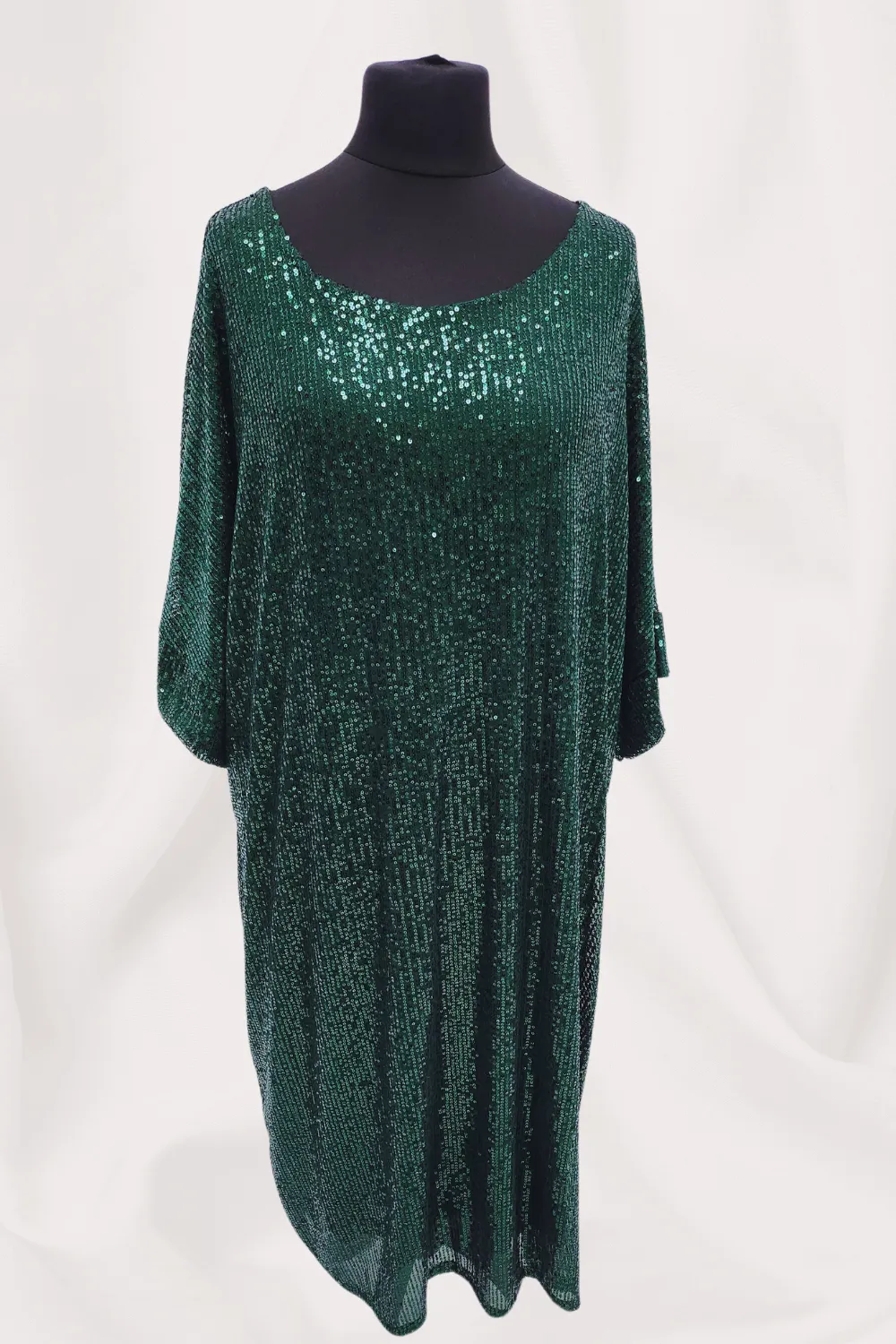 Round Neck Half Sleeve All Over Sequin Party Dress