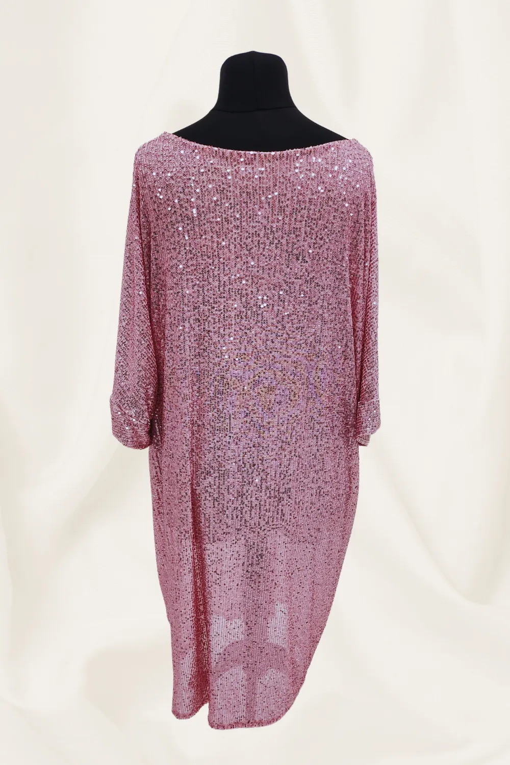 Round Neck Half Sleeve All Over Sequin Party Dress