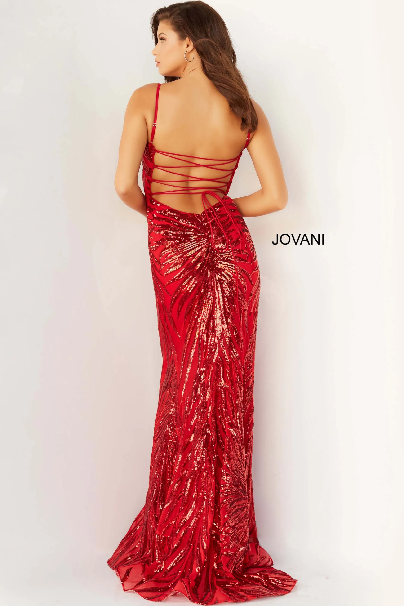 Sequin Print Fitted Sleeveless Gown by Jovani 08481