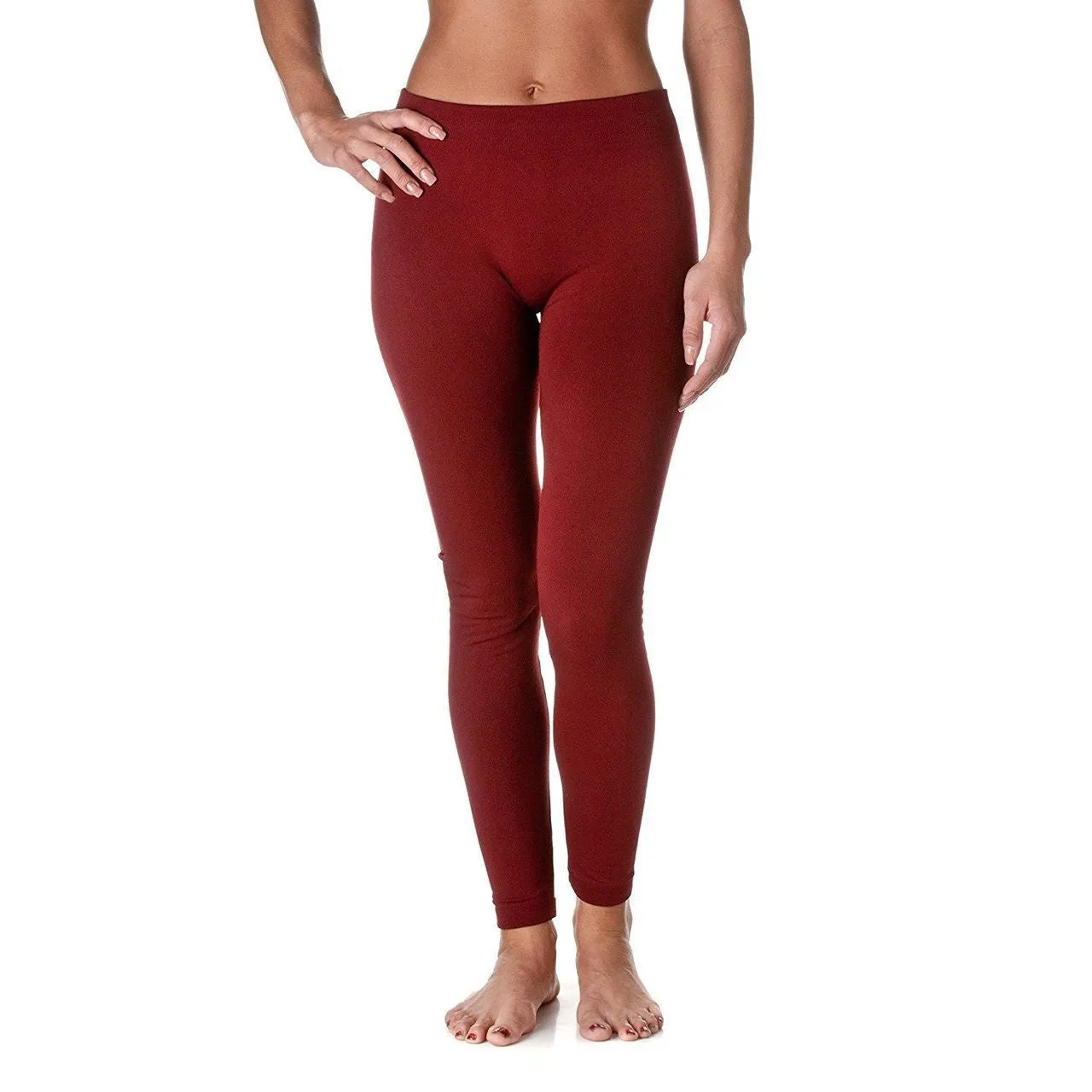 Solid Color Seamless Fleece Legging Wine