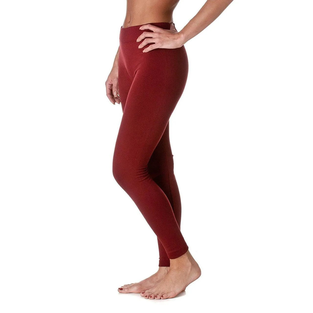 Solid Color Seamless Fleece Legging Wine