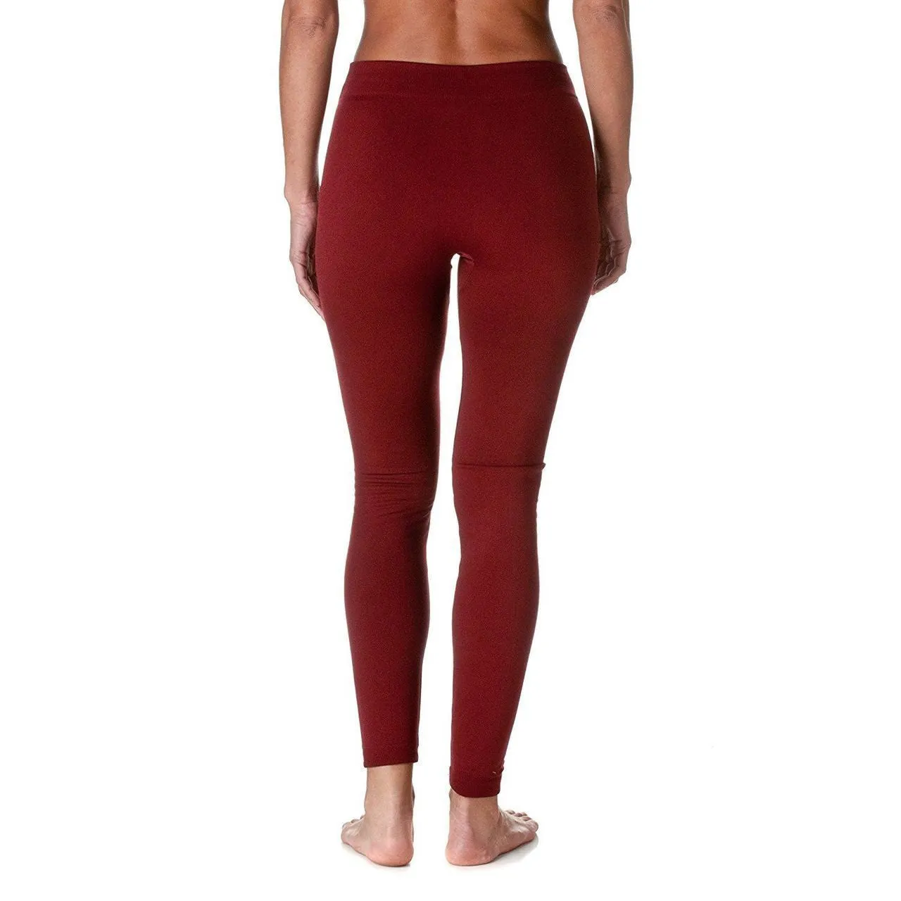 Solid Color Seamless Fleece Legging Wine