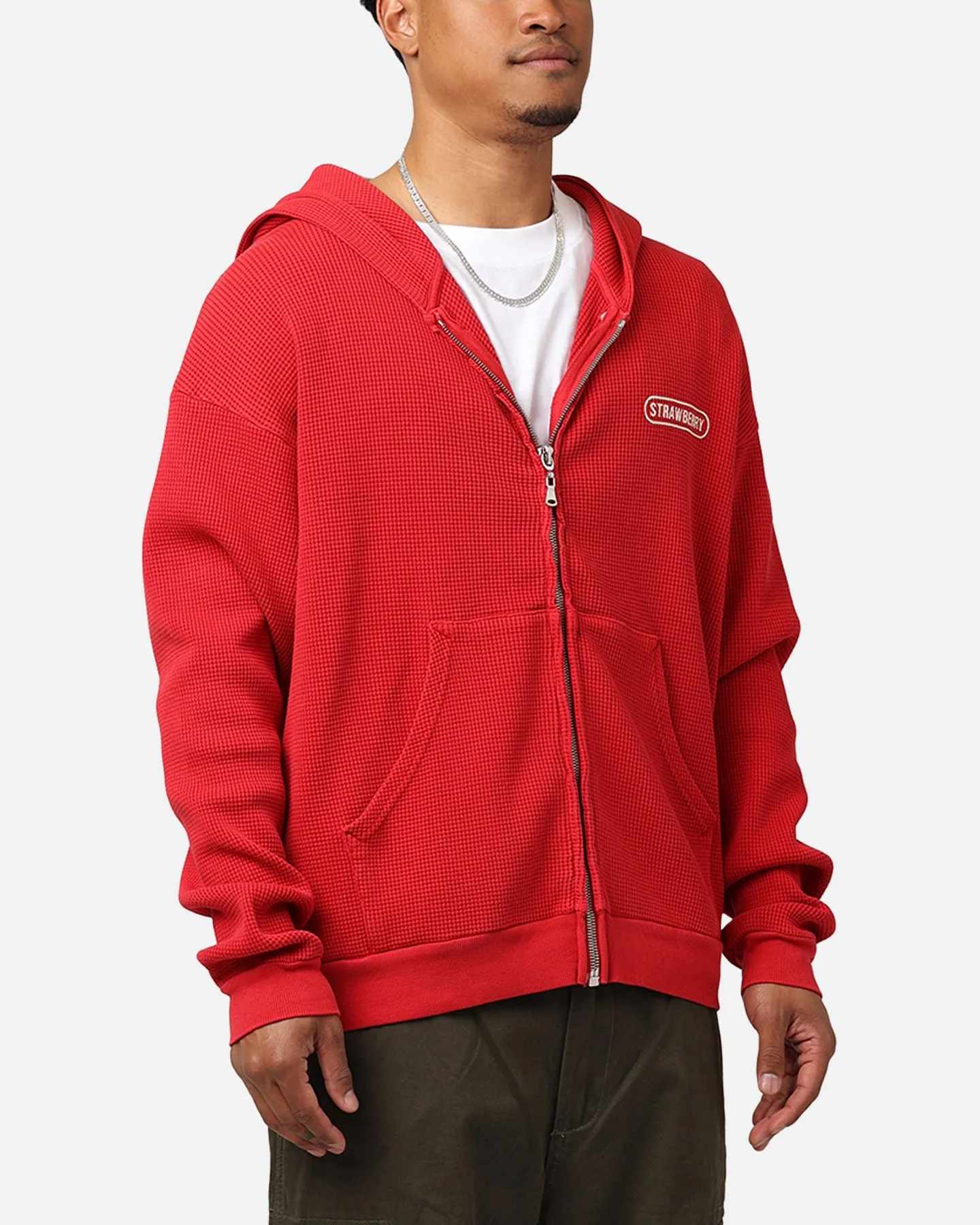 Strawberry Thermal Zip-Up Hoodie Red