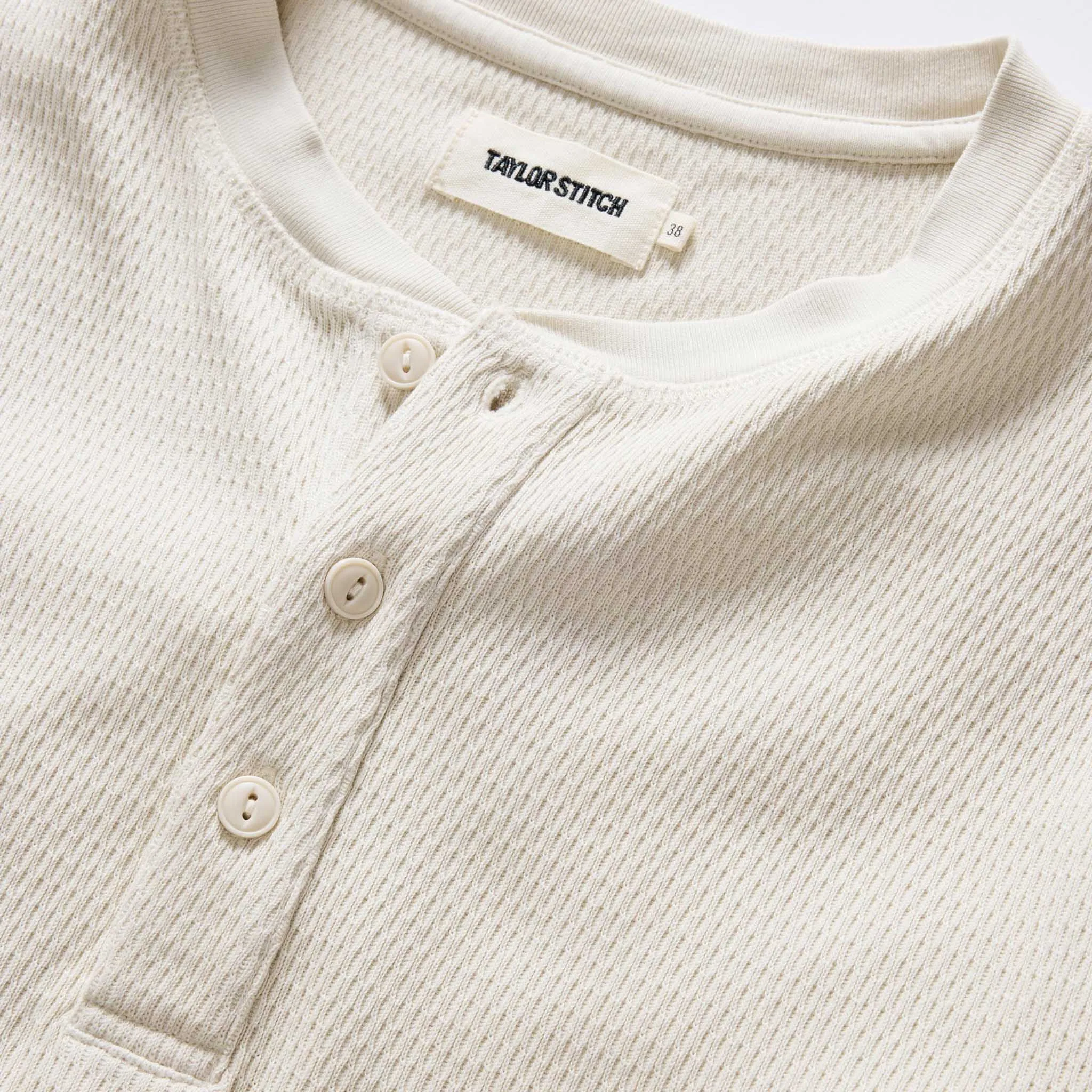 The Organic Cotton Waffle Henley in Vintage White