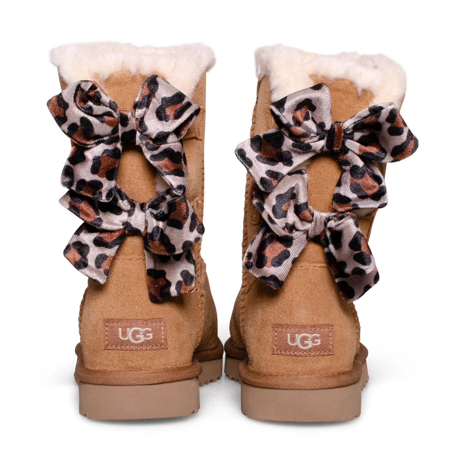 UGG Bailey Bow Velvet Leopard Chestnut Boots - Women's