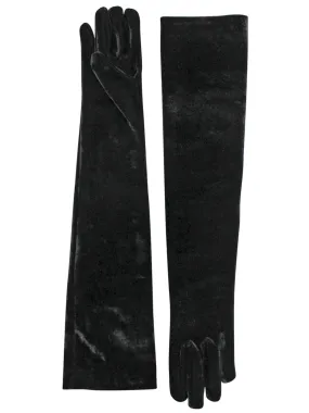 Velvet Black Long 3/4 Opera Arm Length Evening Gloves