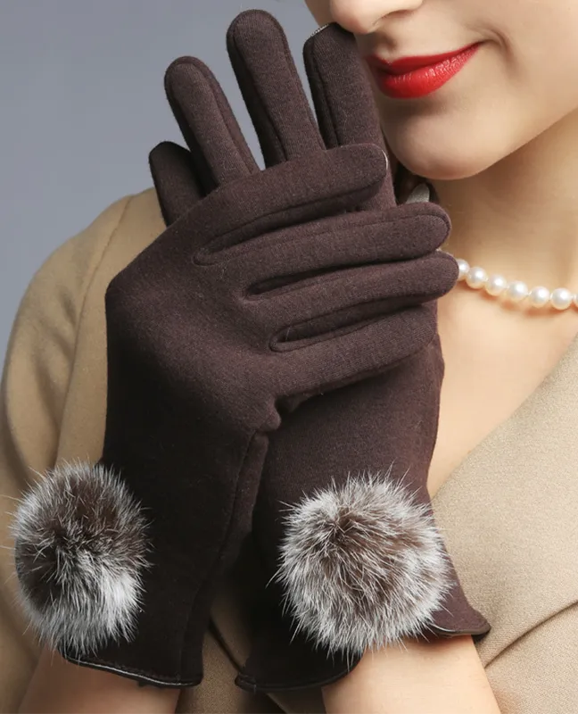 Velvet rabbit fur Mittens