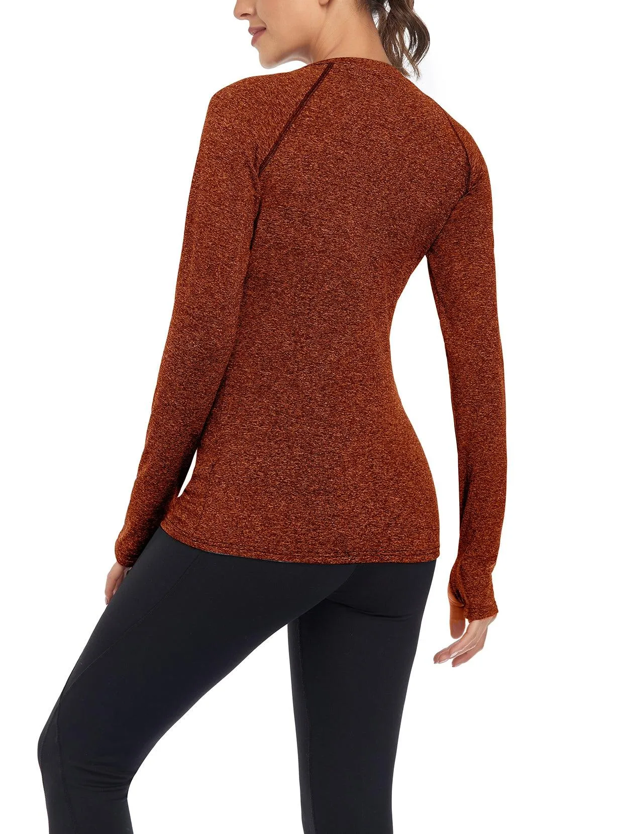 Women's V-neck Thermal Tops with Thumb Holes