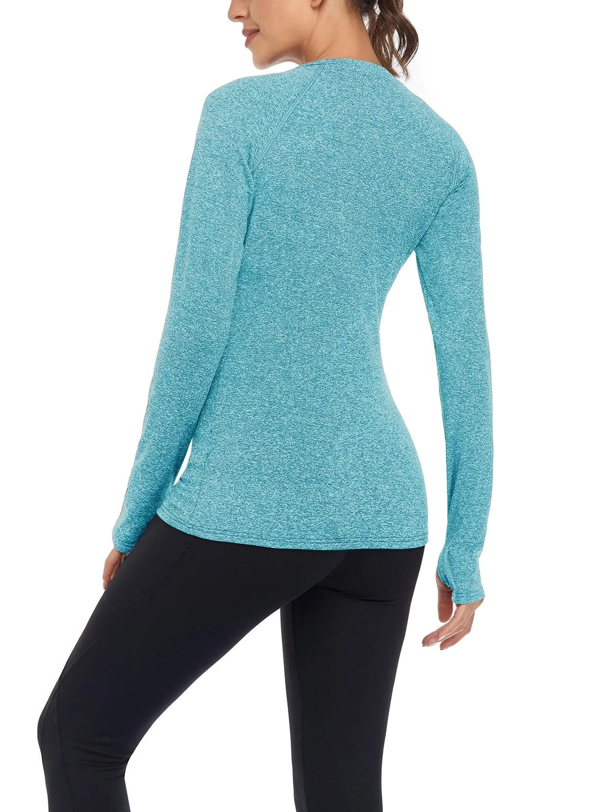 Women's V-neck Thermal Tops with Thumb Holes