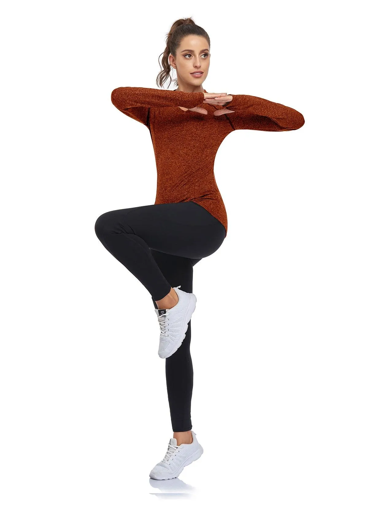 Women's V-neck Thermal Tops with Thumb Holes