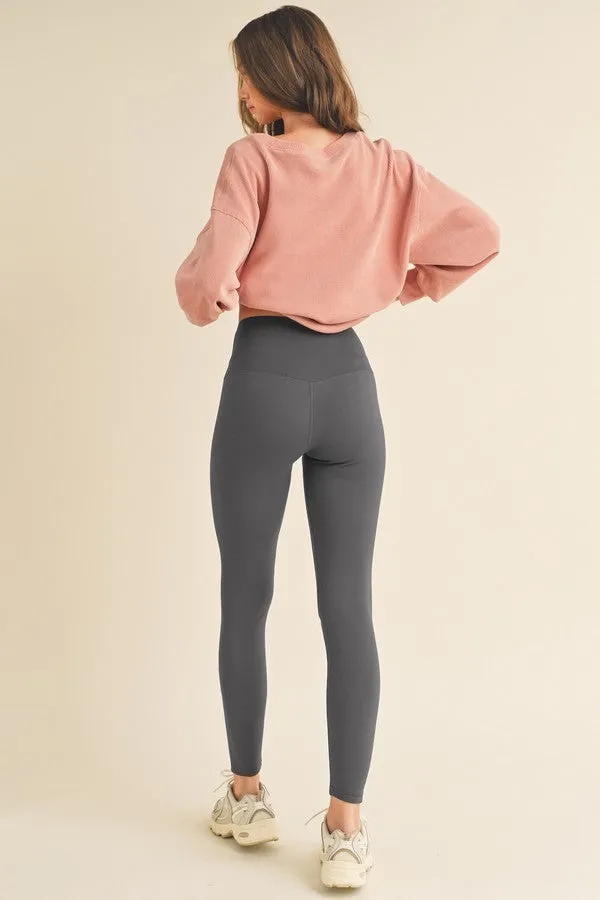 Yelete Fleece Lined High Waisted Leggings Gray